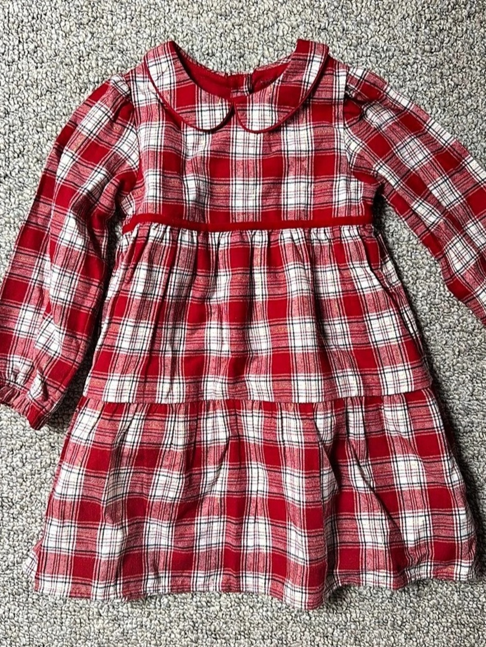 M&S Girls Plaid Dress Red & White Size 2-3T